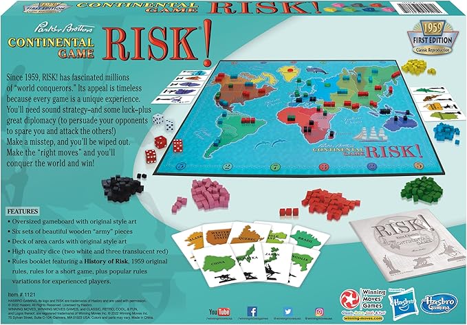 Risk 1959 The Classic Reproduction of Risk with Original Artwork and Components by Winning Moves Games USA, the World Domination and Strategy Battle Game for 2 to 6 Players, Ages 8+