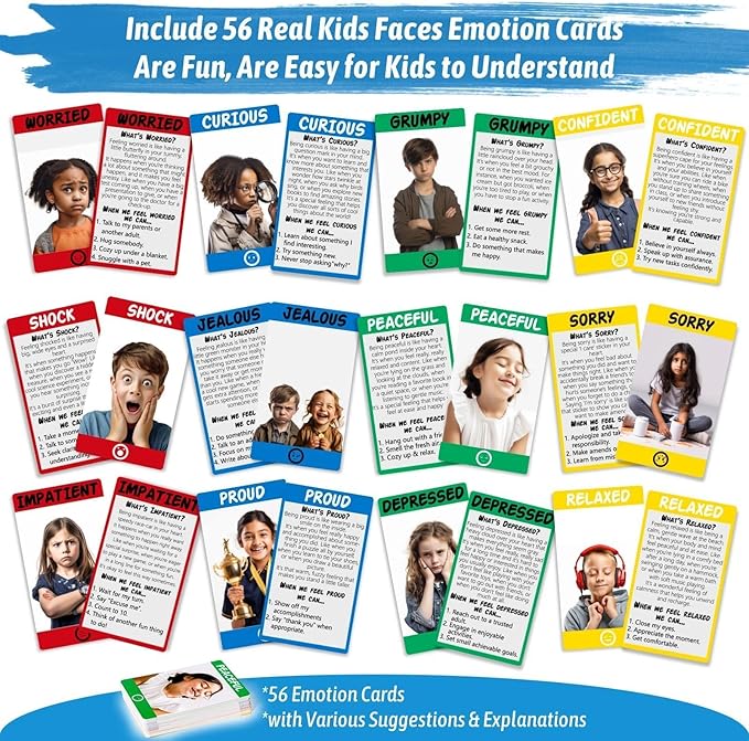 Garybank Emotion Tower Social Emotional Learning Activities for Kids, Sel Feelings Games W/56 Emotion Cards, Play Therapy Social Skills Board Game for Kid Age 6+, School Counselors Gifts