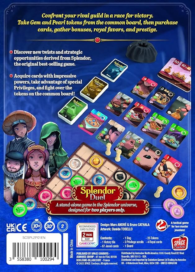 Space Cowboys Splendor Duel Board Game - Two-Player Strategy Game for Intense Gem Collecting Battles - Fun Family Game for Kids and Adults, Ages 10+, 2 Players, 30 Minute Playtime, Made