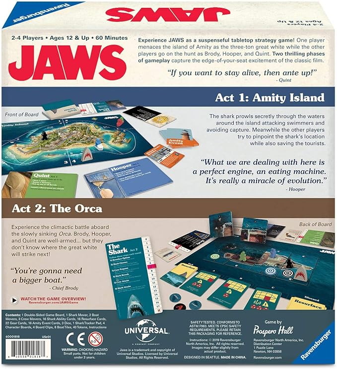 Ravensburger Jaws Board Game - Thrilling Strategy and Suspense Game for Teens and Adults | Interactive Gameplay | Ideal for Gifting | Suitable for Ages 12+