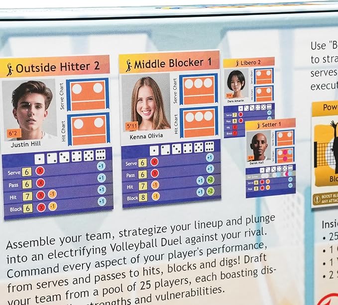 Action & Strategy Volleyball Board Game | Indoor Theme | Ages 13+ | 2 Players | 1v1 or 2v2 | Average Playtime 15 Minutes | Gift for Volleyball Players and Fans