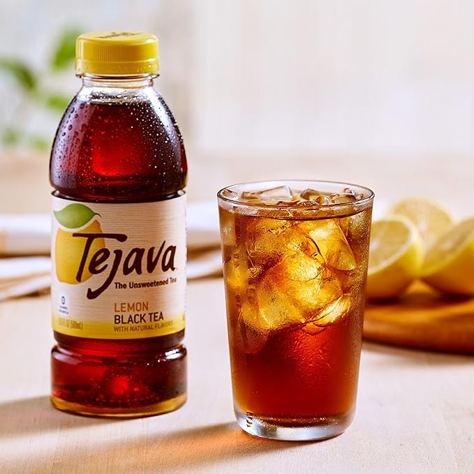 Tejava Lemon Black Iced Tea, 12 Pack, 16.9oz PET Bottles, Unsweetened, Non-GMO, Kosher, No Sugar or Sweeteners, No calories, No Preservatives, Brewed in Small Batches