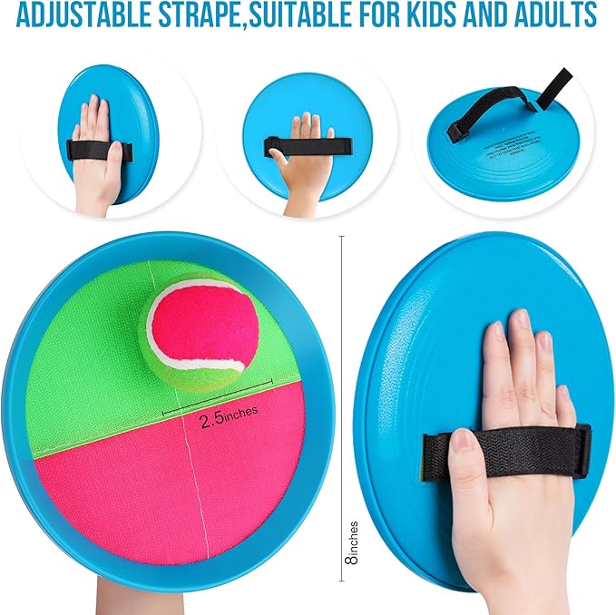 Toss and Catch Ball Set for Toddlers, Kids and Adults - 6 Pack - Kids Toys Outdoor Indoor - Sturdy & Water-Resistant, Great Game for Beach, Pool and Yard - Classic Gift for Boys Girls