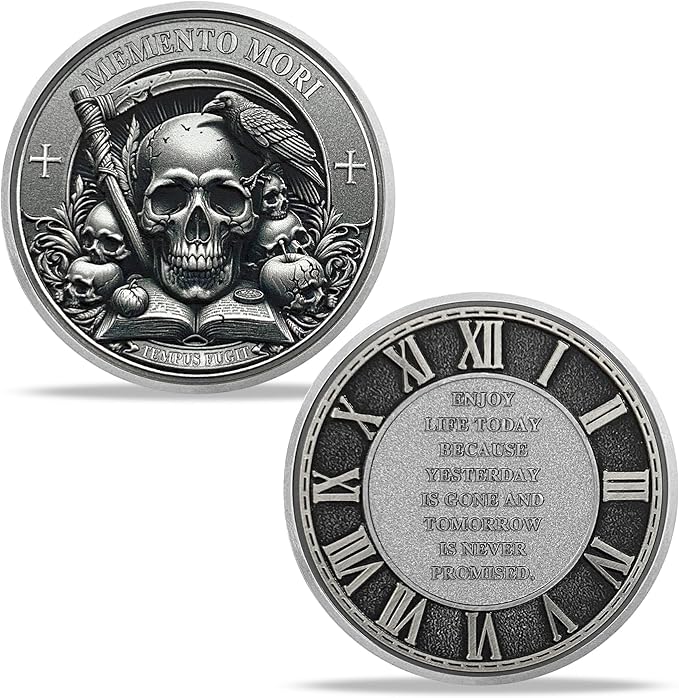 Memento Mori Coin Momento Mori Coin Skull Coin Stoic Gifts Memento Mori Calendar Living Memento Mori Amor Fati Coin (Memento Mori Coin - 3)