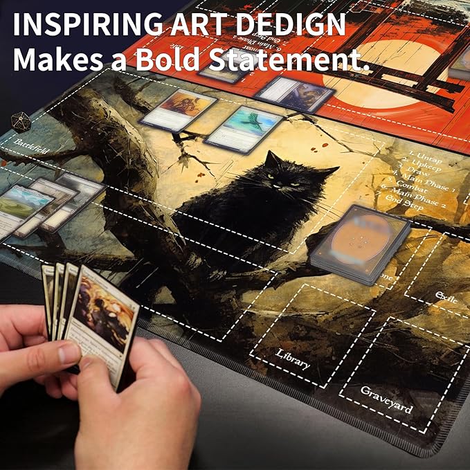 Playmat 24" x 14" Game Mats for MTG/TCG Cards, Commander Deck Gaming Desk Mat, Japanese Shrine Gate Torii Art