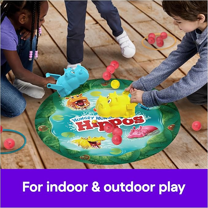 Spin Master Games, Hungry Hungry Hippos Giant Edition, Family Game for Indoor & Outdoor Fun with Oversized Board, Preschool Activity, Family & Kids, 2-4 Players, Ages 4 & Up