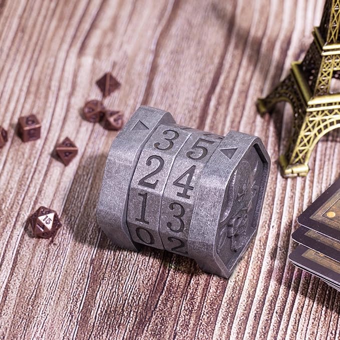 MTG Life Counter Wheel Metal Life Counter MTG Tracker, Mini Dice Set, Gift Box Packaging for Cards, MTGs Compatible Board Games, DND Game Accessories (Nickel Rolling)