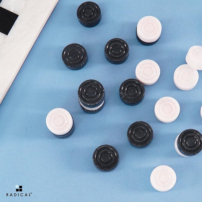 Radicaln Marble Checker Figures 1.25'' inches Black and White Handmade Checkers Pieces for Family Board Game Draughts Checker Sports & Outdoor Game