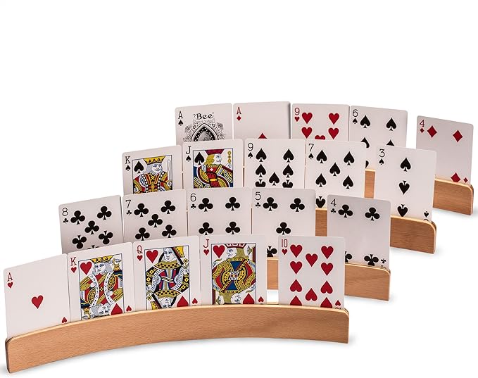 Yellow Mountain Imports Panorama Wooden Playing Card Holders/Racks - Set of 4 Card Organizers