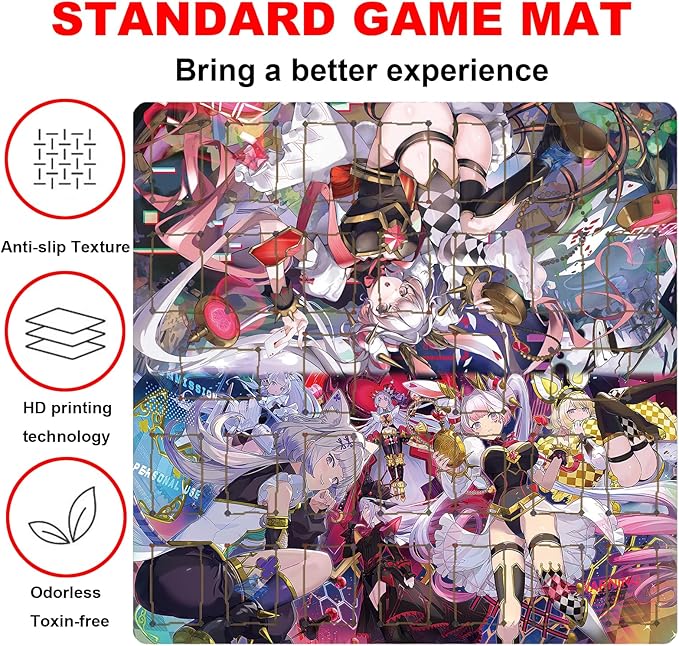 Card Rubber Mat - 2 Player, Square playmat for Gamer 60x60cm/23.6x23.6inch (Maliss)