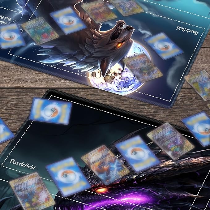 MTG Playmat Stitched with Magic Zone for MTG Card Game Playing, Commander Board Game Desk Mat Duel Mat Card Battles Binder Deck 24x14inches for Beginner, Pink Tree Black Cat