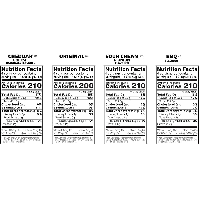 Pringles Potato Crisps Chips, Lunch Snacks, Office and Kids Snacks, Grab N' Go, Variety Pack (16 Cans)