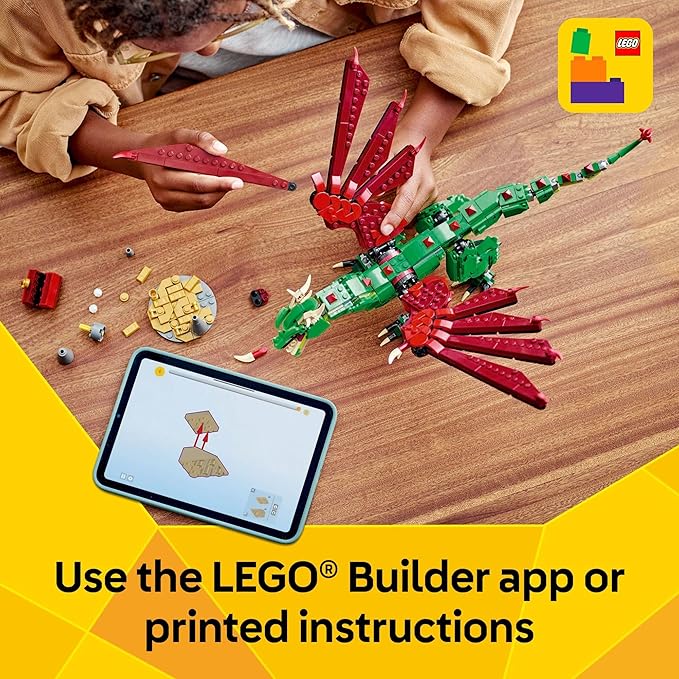 LEGO Creator 3 in 1 Medieval Dragon Toy - Building Toy with 3 Build Options, Dragon, Sea Serpent, or Phoenix - Fantasy Set for Kids, Boys and Girls, Ages 9+ - Gift Idea for Birthdays - 31161