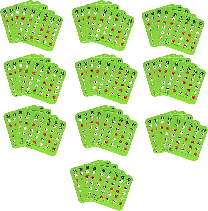 Regal Bingo Bulk Bingo Cards with Sliding Windows - Reusable Large Print Bingo Game Cards for Adults Large Group - 50 Pack, Green