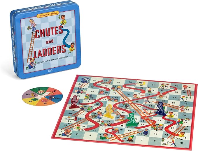 WS Game Company Chutes and Ladders Nostalgia Edition Board Game in Collectible Tin