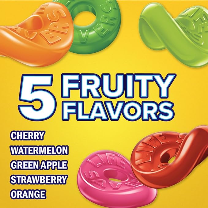 LIFE SAVERS 5 Flavors Gummy Candy, 3.22 oz Bag (Pack of 12)