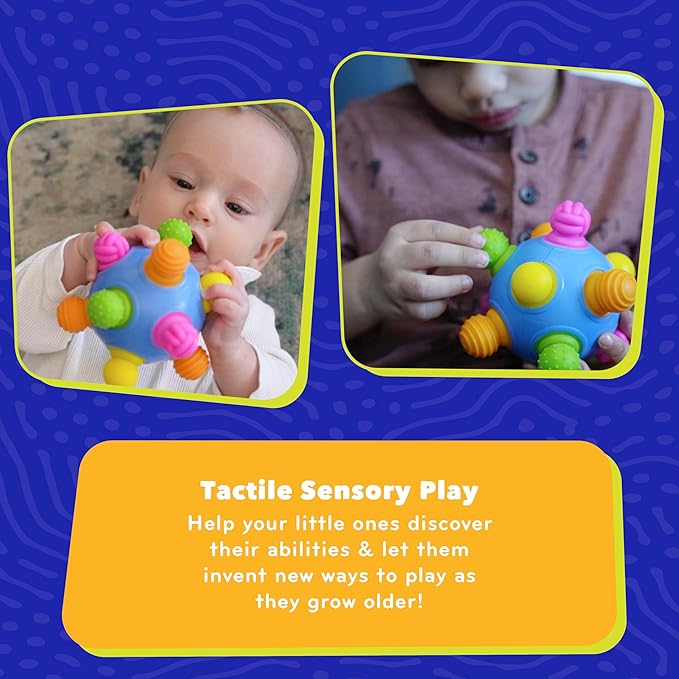 Mobi Woblii Sensory Ball - Sensory Activities for Toddlers and Kids, BPA-Free and Food Grade Silicone Teething Toy, Montessori Learning Games - for 3 Month Old and Up