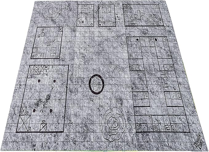 DUNGEON CRAFT Battle Map for DND & RPG – Double-Sided Gloss Laminated 24"x33" Mat with 1" Grid – Wet/Dry Erase Tabletop Terrain – City Pack