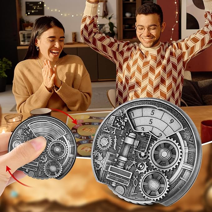 Spinner DND Dice Set, 7-in-1 Fingertip Gyro Metallic DND Dice, DND Starter Set, Dungeon Gears Dice Spinner for DND Dice Set, D&D Gifts with Gift Box, Role Playing Game Board Game Accessories, Silver