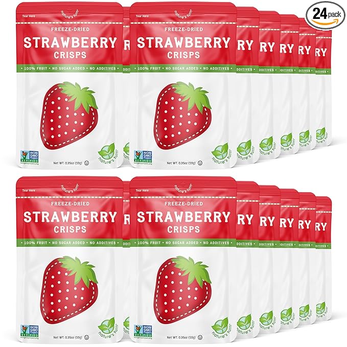 Nature’s Turn Freeze-Dried Fruit Snacks, Strawberry Crisps, Pack of 24 (0.35 oz Each)