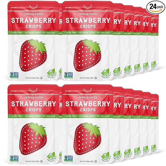 Nature’s Turn Freeze-Dried Fruit Snacks, Strawberry Crisps, Pack of 24 (0.35 oz Each)