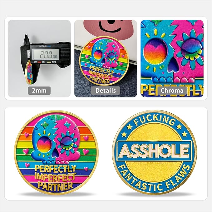 Memento Mori Coin Momento Mori Coin Skull Coin Stoic Gifts Memento Mori Calendar Living Memento Mori Amor Fati Coin (Rainbow Skull Flower)