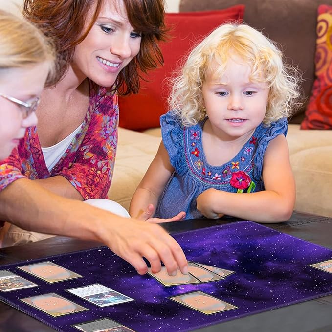 Card Playmat 24" x 14" Game Mat for MTG/TCG Cards, Trading Card Game Stitched Play Mats Original Duel Mat Gaming Competition Pad Board Games Card Binder, Galaxy Purple Mana