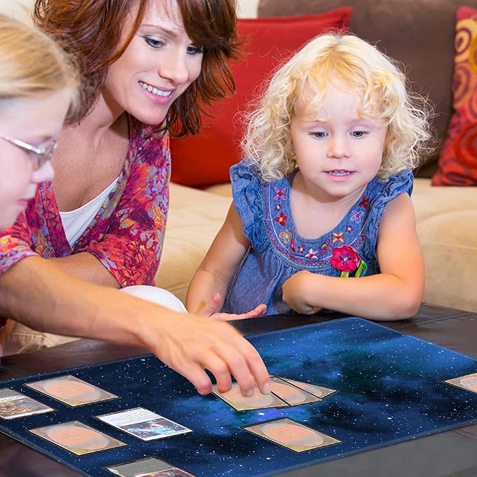 Card Playmat 24" x 14" Game Mat for MTG/TCG Cards, Trading Card Game Stitched Play Mats Original Duel Mat Gaming Competition Pad Board Games Card Binder, Galaxy Blue Mana