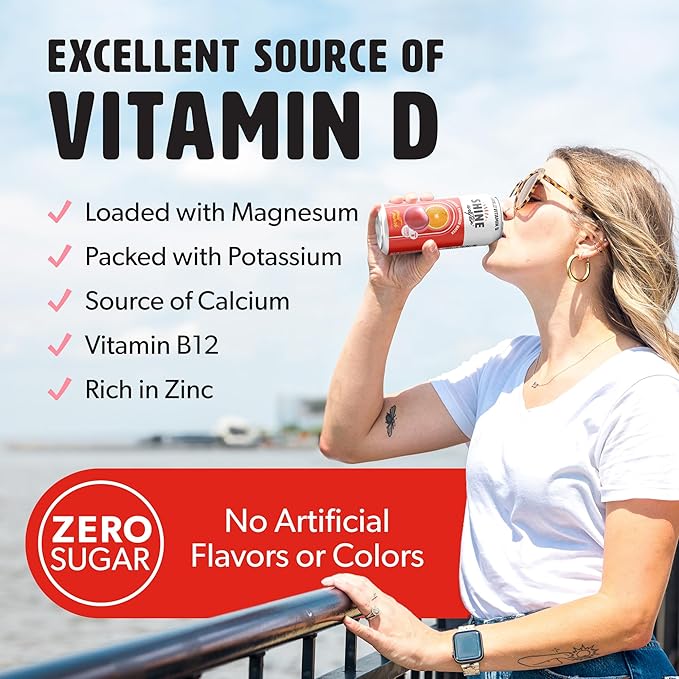 ShineWater Vitamin D Hydration Electrolyte Drink - Flavored water with electrolytes, Sugar-Free, Magnesium, Zinc, Vitamin B12, Folic Acid, Plant-Based, Low Calorie - Fruit Punch Fruit Water 12 Pack