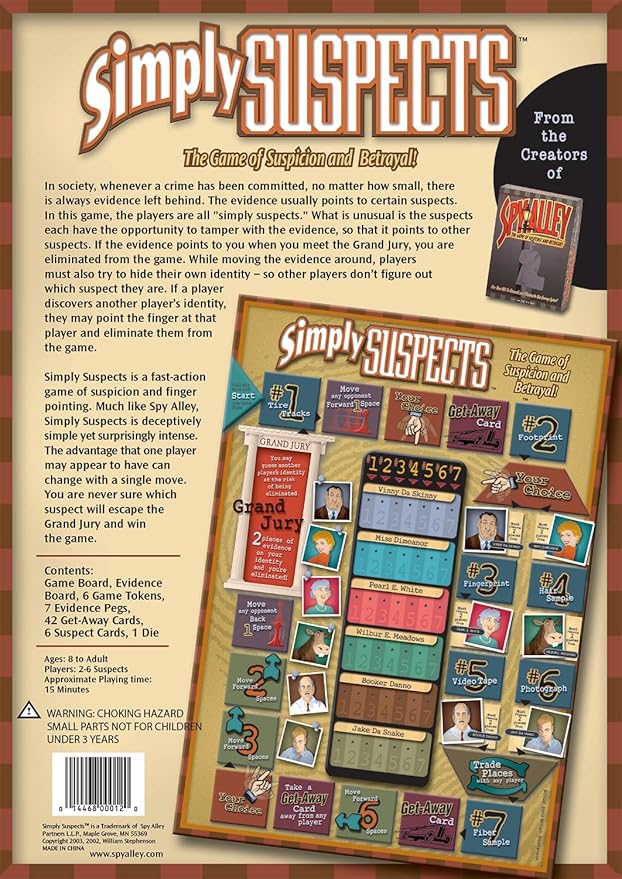 Simply Suspects - Strategy Board Game - from Spy Alley