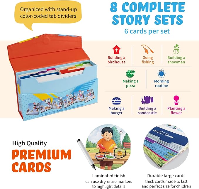 Sequencing Cards, Picture Cards, Storytelling Cards, Speech Therapy Materials, Home School Supplies, ESL, ELL, Social Skills, Combo Set