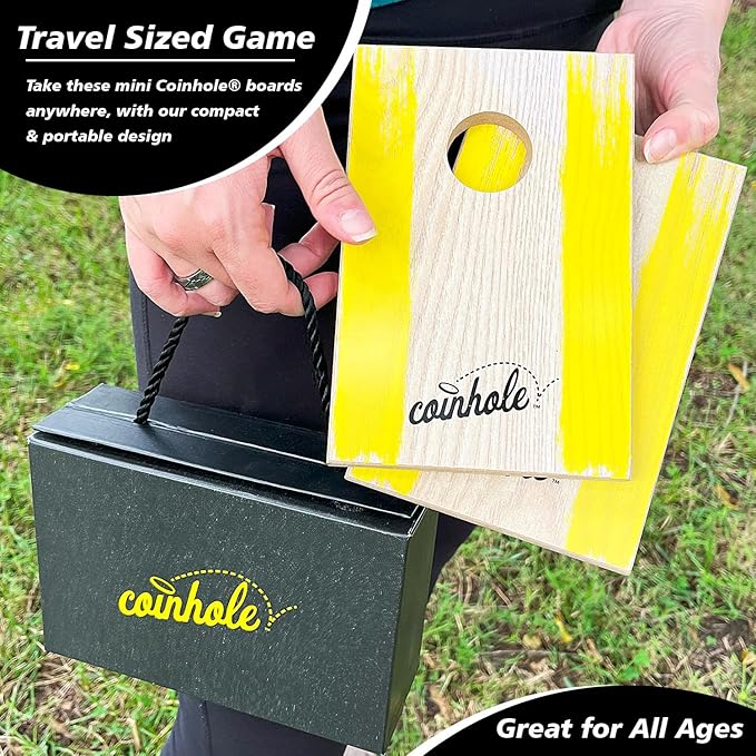 Tabletop Coin Bouncing Party Game | Desktop Cornhole Game Set | 2+ Players, All Ages