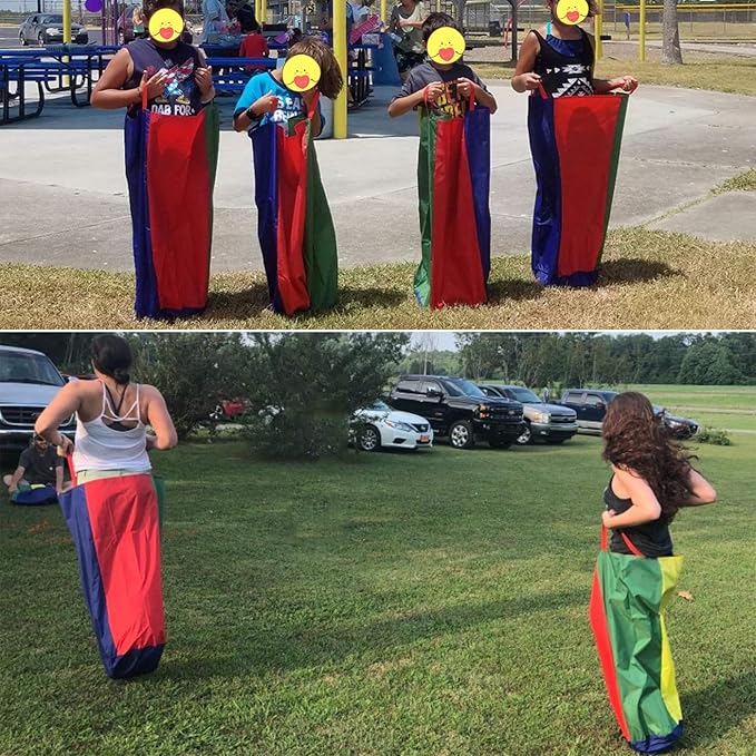 CWLAKON Outdoor Games, Potato Sack Race Bags for Kids Adults, Egg Spoon Relay Race, 3 Legged Race Bands, Birthday Party, Field Day Family Reunion Carnival Outside Yard Lawn Easter Fall Festival Games