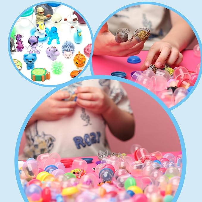Entervending Vending Machine Capsules with Toys in Bulk - 1.1 Inch Tiny Frosty Clear-Colored Acorn Capsules with Mini Toys for Kids - Plastic Capsules for Toys Bulk – Easter Basket Stuffers