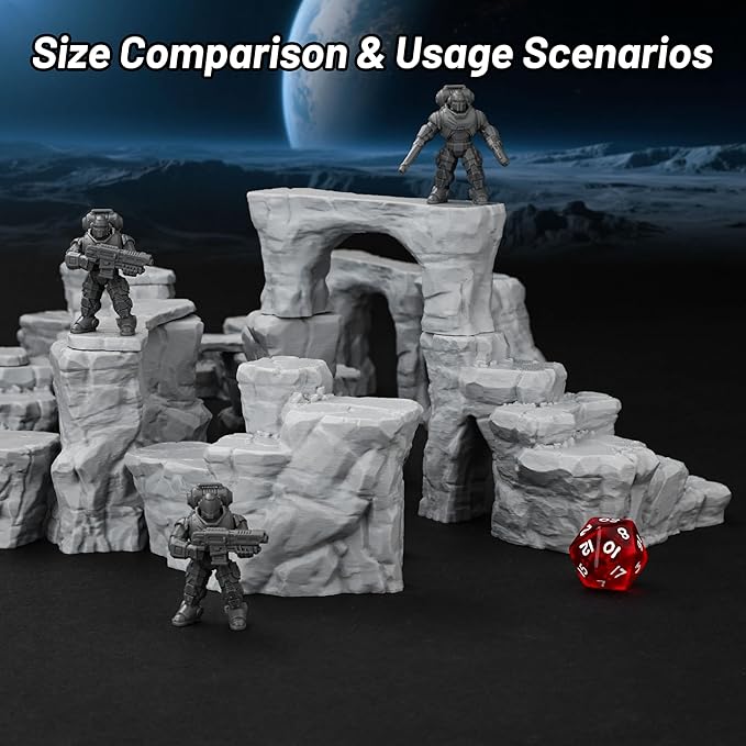 RPG Terrain AF693 The Pit Canyon Scene for DND Campaigns – The Pit Canyon Modular Scenery Set with Rock Bridges, TTRPG Structures, Map Accessories for 28–32mm Characters, Wargame and Roleplay Ready