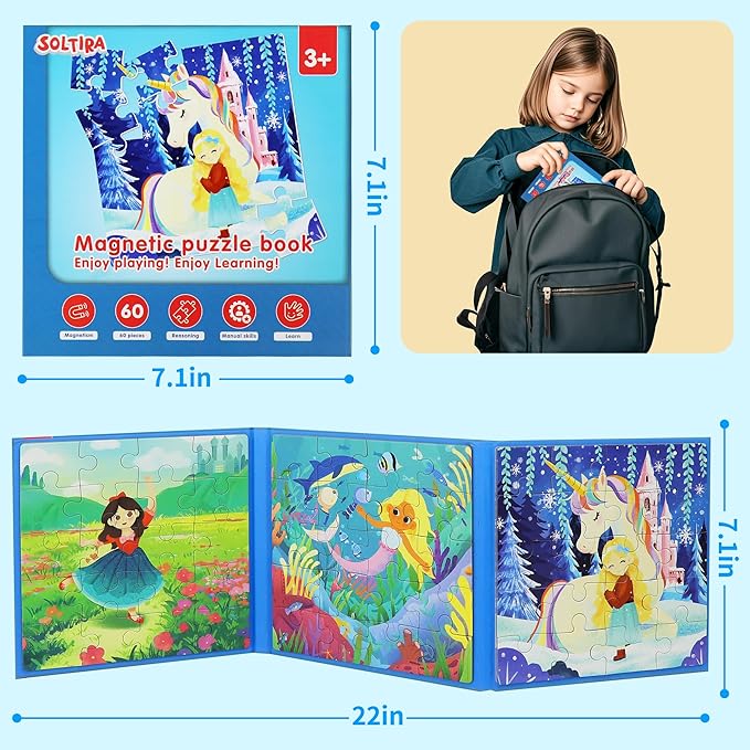 Puzzles for Kids 3-5 Girls 60 Pieces Travel Puzzles for Kids Age 4-6 Airplane Car Road Trip Activities Games Toys 3 4 5 6 7 8 Years Old Girls and Boys Gift