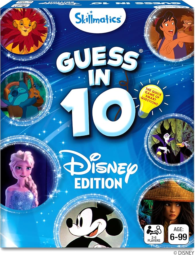 Skillmatics Guess in 10 Disney, Card Game for Girls, Boys, Kids, Teens, Adults, Who Love Cinderella, Mickey Mouse, Moana, Gifts for Ages 6, 7, 8, 9 and Up
