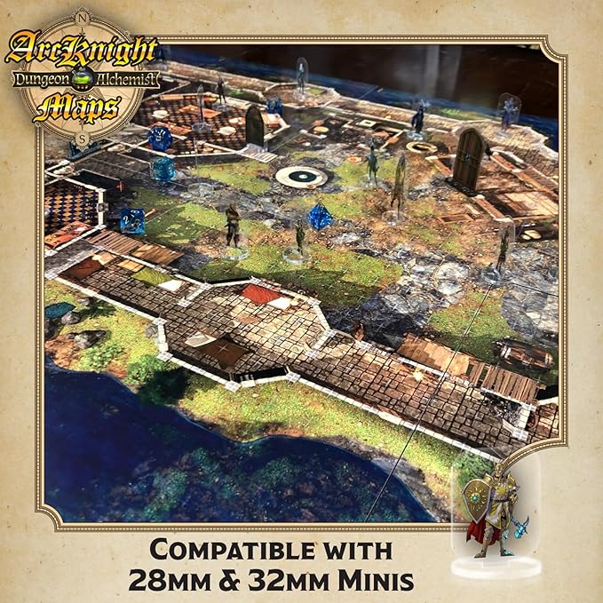 Arcknight The Noble's Keep Roleplaying D&D Battle Map; 16 Modular RPG Maps in 8 Double-Sided Pages, 1" Square Grid, Modular & Versatile DnD Map for ttrpg Gaming - for Dungeons & Dragons, Pathfinder