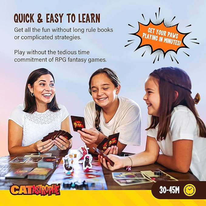 CATastrophe A Game of 9 Lives with Paws Out Expansion Pack! | The Purrfect Board Game for Family Night and Cat Lovers | Ages 10+ | 2-6 Players