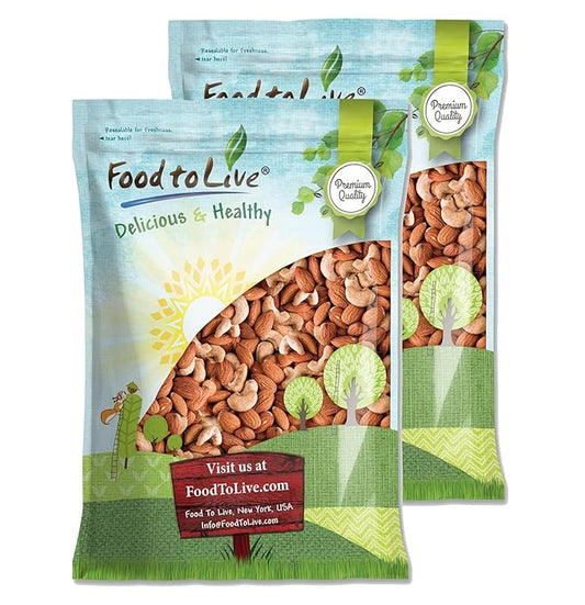 Food to Live - Dry Roasted Almonds and Cashews Mix, 16 Pounds – Unsalted Oven Roasted Nuts, Protein Rich Trail Mix, Healthy Vegan Snack, No Oil Added