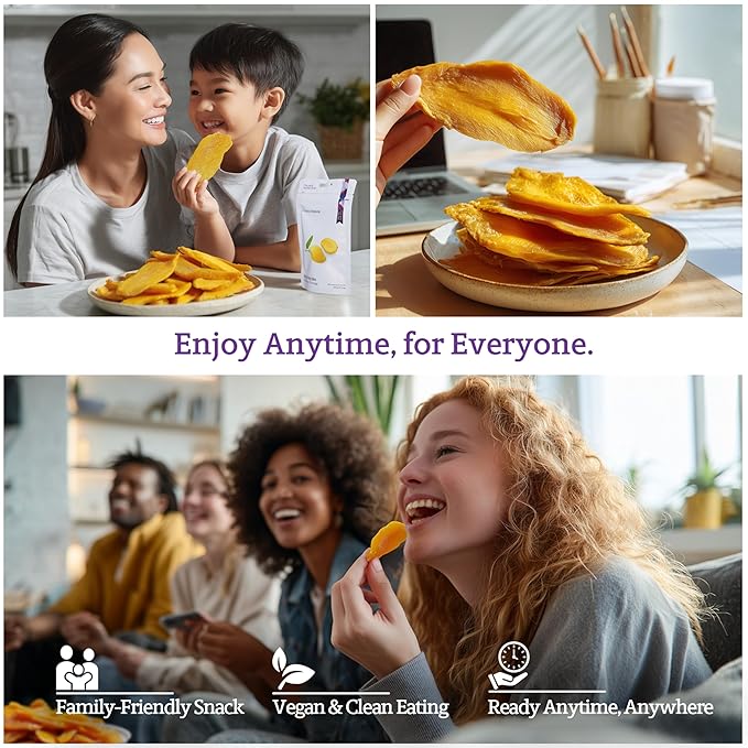 Vinamit Air Dried Mango | Naturally Sweet Mango Slices | 3.5 oz Bag | Vegan, Non-GMO, Gluten-Free & Low Added Sugar | Rich in Potassium | Ideal for Travel, Healthy Snacking