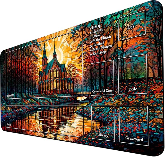 MTG Playmat, Game Play Mat for MTG TCG 24 x 14 inches Trading Card Inked Game Playmats with Storage Bag Smooth Rubber Surface Battle Game