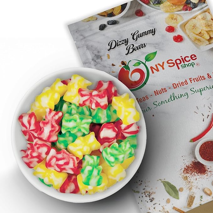 NY Spice Shop Dizzy Gummy Bears Bulk - 1 Pound Gummies Bears Candy - Gummies Fruit Snacks - Chewy Candy - Flavor Gummy Candies - Gummi Bear Gift For All Occasions