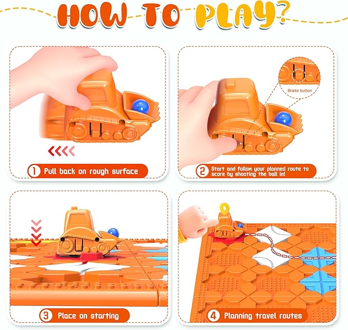 Road Builder Kids Logic Toys: Large Puzzle STEM Board Games, Educational Montessori Toys Birthday Gifts for Age 4-8 Year Old (Orange)