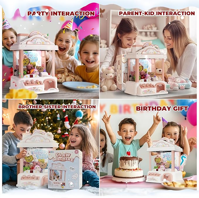 Claw Machine for Kids, Snow Bear Theme Mini Vending Machine for Girls Age 6-8, Candy Grabber Dispenser Toy Machine for Boys, Girl's Birthday Gifts for Age 3+, Fun Toys Perfect for Family, Party