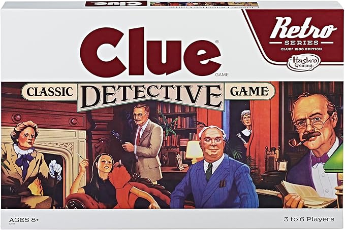 Hasbro Gaming Retro Series Clue 1986 Edition Board Game, Classic Mystery Game for Kids, Family Board Games for 3-6 Players, Ages 8+ (Amazon Exclusive)
