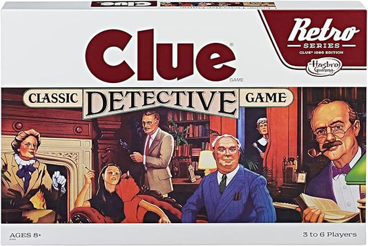 Hasbro Gaming Retro Series Clue 1986 Edition Board Game, Classic Mystery Game for Kids, Family Board Games for 3-6 Players, Ages 8+ (Amazon Exclusive)
