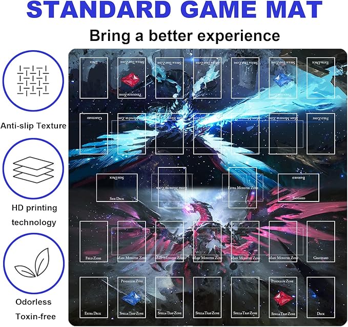 Card Rubber Mat - 2 Player, Square playmat for Gamer 60x60cm/23.6x23.6inch