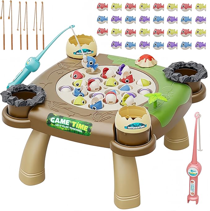 Magnetic Fishing Game for Kids Toddlers 3-8 Years Old, 47-Piece Fishing Toy Set, Fun Fishing Board Game, for 3-8 Year Old Boys Girls