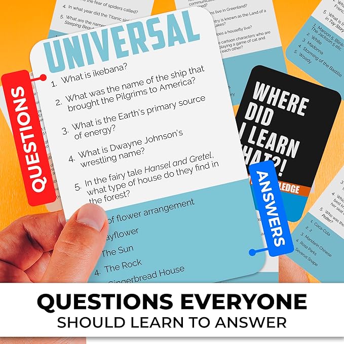 QUOKKA Trivia Card Game with 2000 Questions in Geography, History, Science, and General Knowledge – Games for Adults, Teens, and Families – Trivia Cards with Answers – Great Board Games
